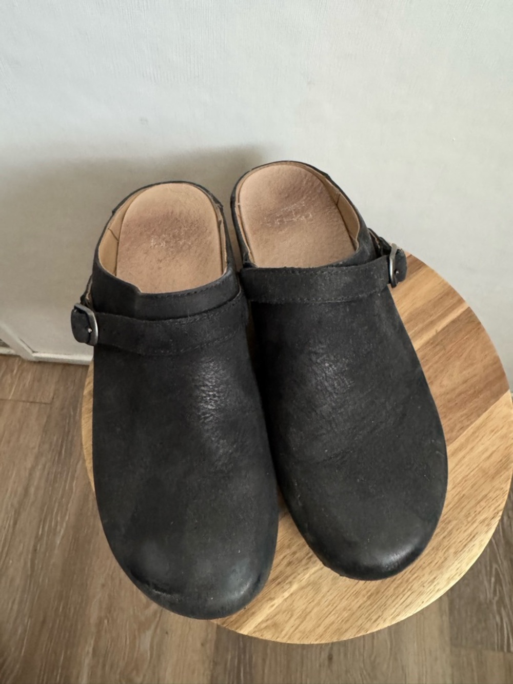 Dansko Black Nubuck Slip-On Clog with Buckle - Picture 2 of 4